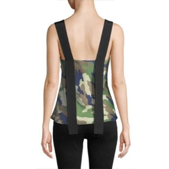 KENDALL + KYLIE Y2K Satin and Lace Top in Green Camo Print Size XS - Picture 2 of 8